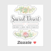 Sticker Aquarelle rustique Succulent Désert Cactus Logo (Feuille)