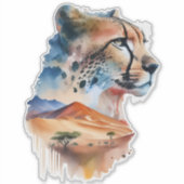 Sticker Aquarelle Sahara Désert Cheetah (Devant)
