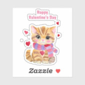 Sticker Aquarelle Saint Valentin Kitty (Feuille)