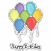 Sticker Aquarelle simple colorée Joyeux Ballons d'annivers (Devant)