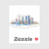 Sticker Aquarelle Skyline de Boston City | MA Boston moder (Feuille)