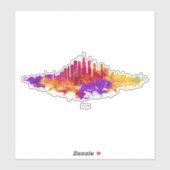 Sticker Aquarelle Skyline de Chicago en blanc (Feuille)