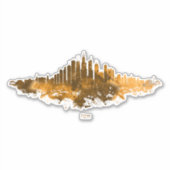 Sticker Aquarelle Skyline de Chicago en orange (Devant)