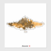 Sticker Aquarelle Skyline de Chicago en orange (Feuille)