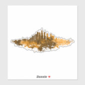Sticker Aquarelle Skyline de Chicago en orange (Feuille)
