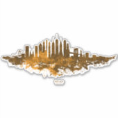 Sticker Aquarelle Skyline de New York en orange (Devant)