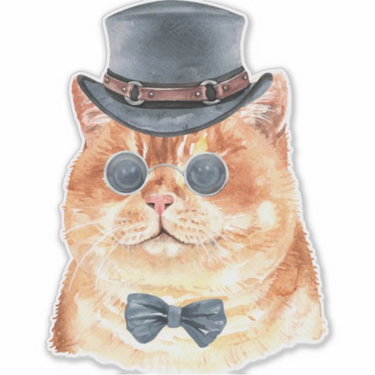 Sticker Aquarelle Steampunk Kitty (Devant)