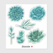 Sticker Aquarelle succulente. Cactus bleu. cactus turquois (Feuille)