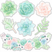 Sticker Aquarelle Succulents 14 x 14 (Devant)