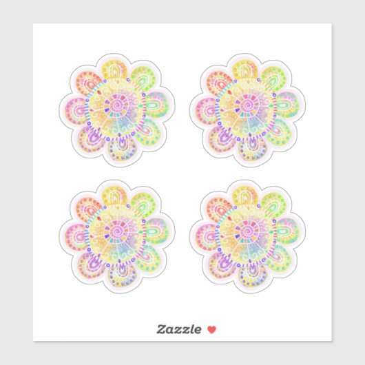 Sticker Aquarelle Sunflowers Style Boho (Feuille)