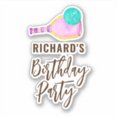Sticker Aquarelle Thème Pickleball Fête d'anniversaire (Devant)