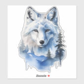 Sticker Aquarelle Toundra gelée Renard arctique (Feuille)