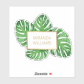 Sticker Aquarelle Tropical Monstera Feuilles (Feuille)