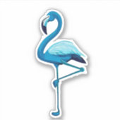 Sticker Aquarelle tropicale Flamant rose bleu (Devant)