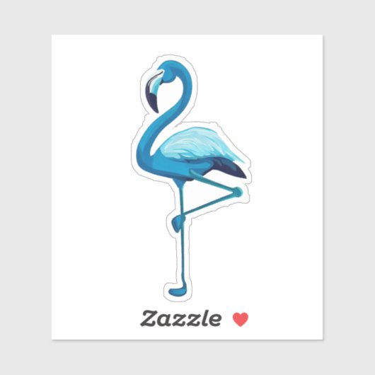 Sticker Aquarelle tropicale Flamant rose bleu (Feuille)