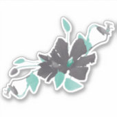 Sticker Aquarelle Turquoise tendance Gris Vins à fleurs (Devant)