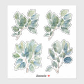 Sticker Aquarelle verte eucalyptus (Feuille)