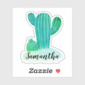 Sticker Aquarelle verte Nom du cactus (Feuille)
