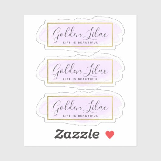 Sticker Aquarelle violette Lilac & Logo 3 pièces d'or mode (Feuille)