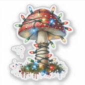 Sticker Aquarelle Whimsical Vintage Champignons Noël (Devant)
