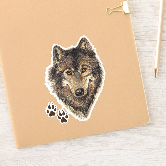 Sticker Aquarelle Wolf Faune Animal Nature Art (Carnet)