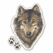 Sticker Aquarelle Wolf Faune Animal Nature Art (Devant)