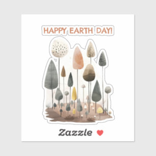 Sticker Aquarelle Woodland paysage Jour des terres heureux