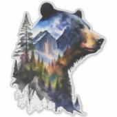 Sticker Aquarelle Yosemite Ours Noir (Devant)