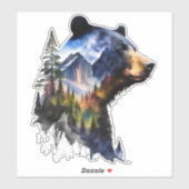 Sticker Aquarelle Yosemite Ours Noir (Feuille)