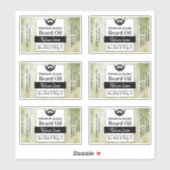 Sticker Aquarelles de l'huile de barbe verte + ingrédients (Feuille)