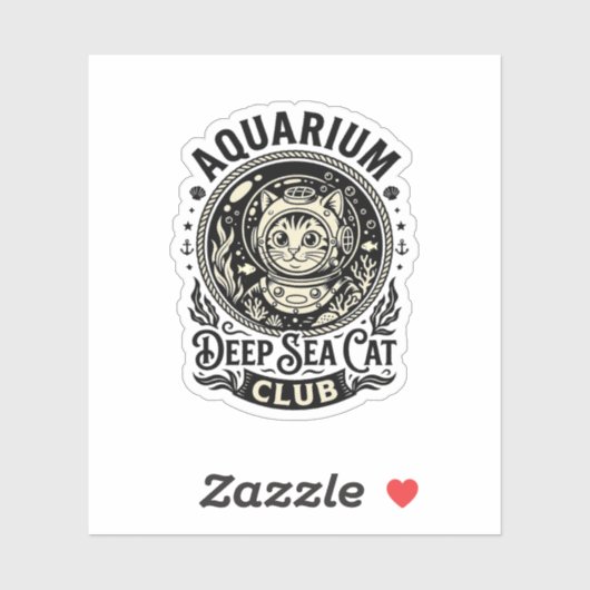 Sticker Aquarium Chat de mer profond Graphique de chat drô (Feuille)