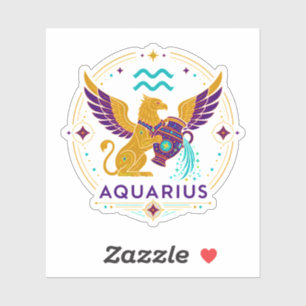 Sticker Aquarius Gold Griffin Mystical Urn Art