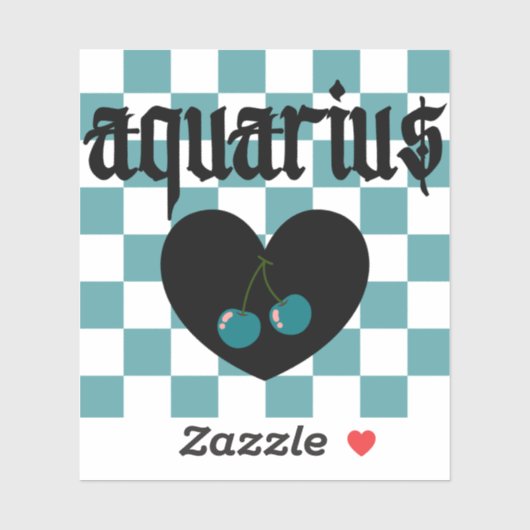 Sticker Aquarius Gothique Esthétique À damiers Cerisier Ar (Feuille)