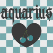Sticker Aquarius Gothique Esthétique À damiers Cerisier Ar (Devant)