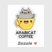 Sticker Arabicat Coffee Amusant Arabica Cat Pun (Feuille)
