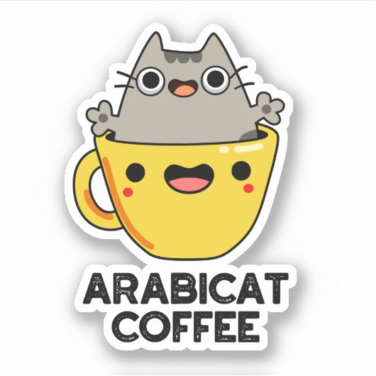 Sticker Arabicat Coffee Amusant Arabica Cat Pun (Devant)