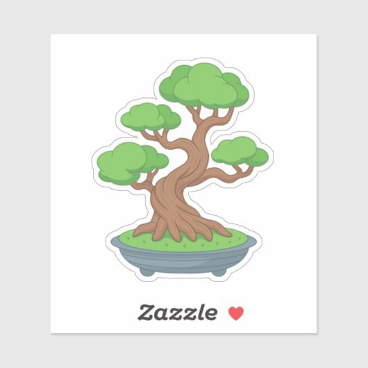 Sticker Arbre Bonsaï Japonais Tordu (Feuille)