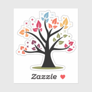 Sticker Arbre Coeur Arc-en-ciel coloré mignon