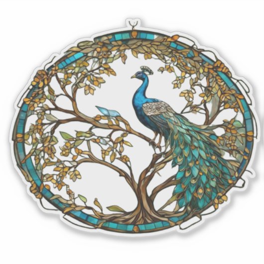 Sticker Arbre d'automne de Peacock en verre tendu (Devant)