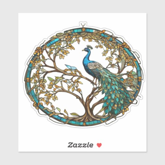 Sticker Arbre d'automne de Peacock en verre tendu (Feuille)