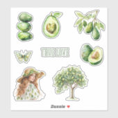 Sticker Arbre d'avocat Papillon Femelle Amour Véritable (Feuille)