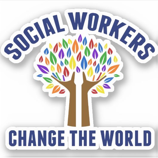 Sticker Arbre de devis de travail social mignon (Devant)