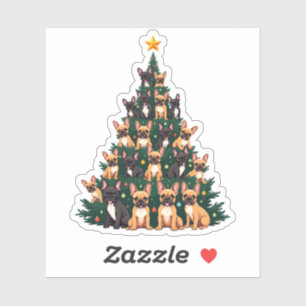 Sticker Arbre de Noël avec chiens Terrier Noël Cadeau