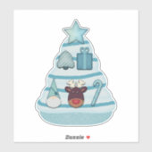 Sticker Arbre de Noël avec ornements (Feuille)