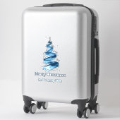 Sticker Arbre de Noël bleu Aquarelle (Sur valise)