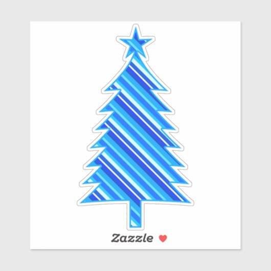 Sticker Arbre de Noël bleu et turquoise (Feuille)