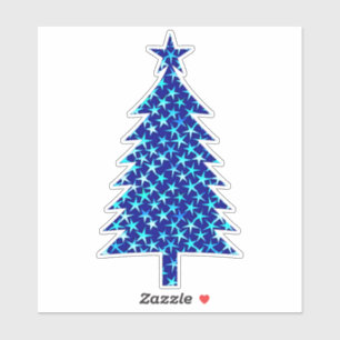 Sticker Arbre de Noël bleu profond avec étoiles