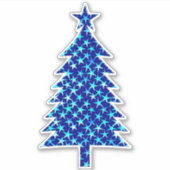 Sticker Arbre de Noël bleu profond avec étoiles (Devant)