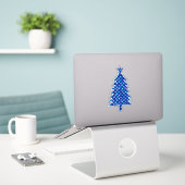 Sticker Arbre de Noël bleu profond avec étoiles (Ordinateur portable sur le bureau)