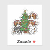 Sticker Arbre de Noël Cavalier King Charles Spaniel (Feuille)